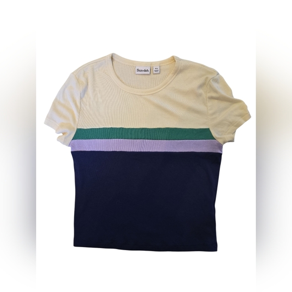 NWOT ARITZIA Sun-deh Tencel Tee - Cream, Green, Purple, Navy - Picture 3 of 8